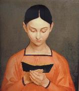 Gustav Adolph Henning Girl Reading Spain oil painting artist